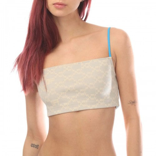 Front - Off White Womens/Ladies Monogram Crop Top