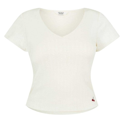 Front - Jack Wills Womens/Ladies Cropped V Neck T-Shirt