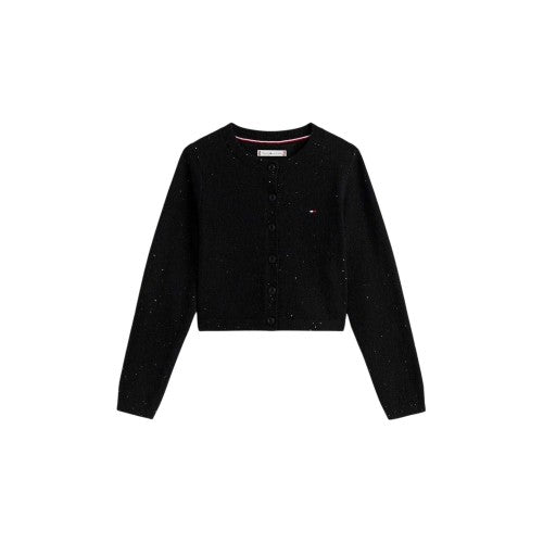 Front - Tommy Hilfiger Girls Ribbed Button Sweatshirt