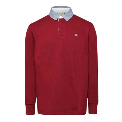 Front - Gant Mens Rugger Chambray Regular Polo Sweatshirt