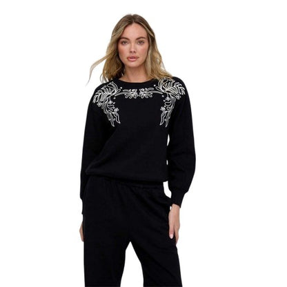Front - Raffya Womens/Ladies Embroidered Crew Neck Long-Sleeved Sweatshirt