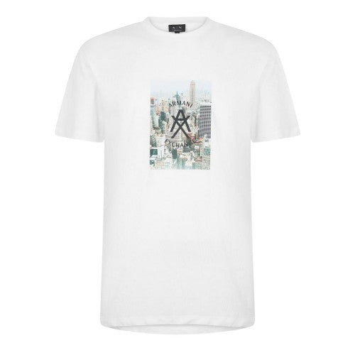 Front - Armani Exchange Mens Skyline Crew Neck T-Shirt