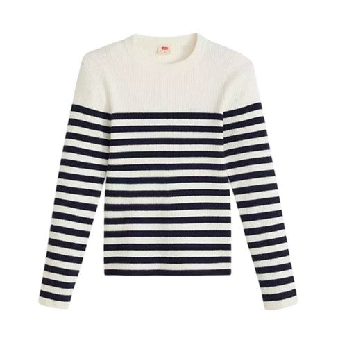 Front - Levis Womens/Ladies Striped Ribbed Collar Long-Sleeved Sweater Top