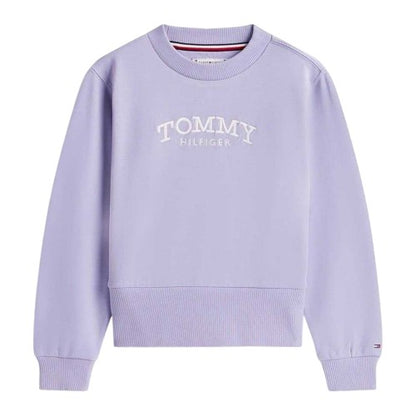 Front - Tommy Hilfiger Girls Lettering Embroidered Sweatshirt