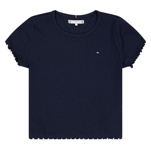 Front - Tommy Hilfiger Childrens/Kids Essential Ribbed Short-Sleeved T-Shirt