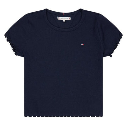 Front - Tommy Hilfiger Childrens/Kids Essential Ribbed Short-Sleeved T-Shirt
