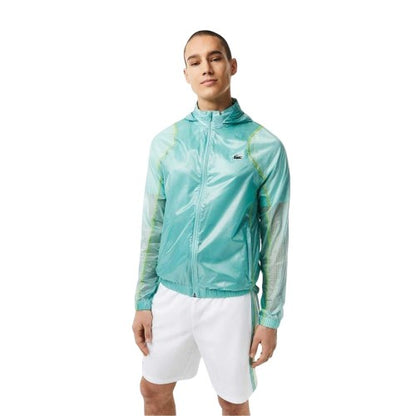 Front - Lacoste Mens Crocodile Print Hooded Jacket