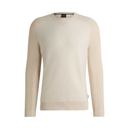 Front - Boss Mens Textured Knit Raglan Top