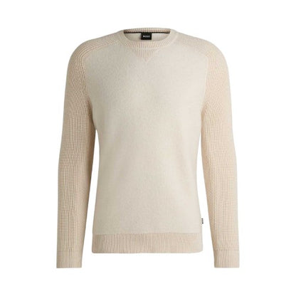 Front - Boss Mens Textured Knit Raglan Top
