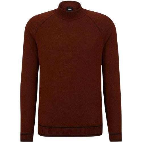 Front - Boss Mens Mock Neck Regular Raglan Sweater Top
