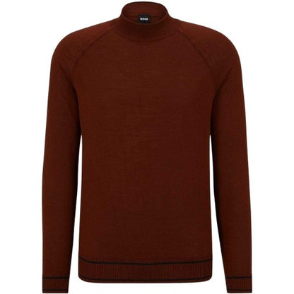 Front - Boss Mens Mock Neck Regular Raglan Sweater Top