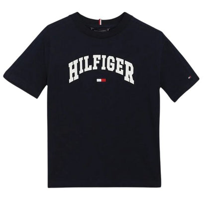 Navy Night - Front - Tommy Hilfiger Childrens-Kids Varsity Logo Regular T-Shirt