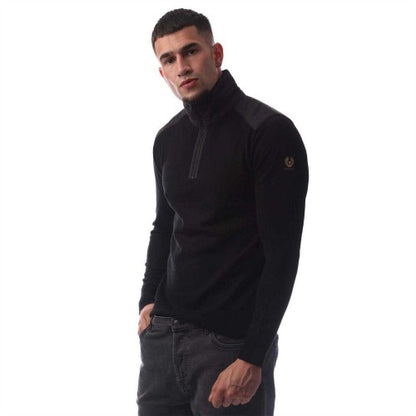 Front - Belstaff Mens Kilmington Quarter Zip Slim Sweatshirt