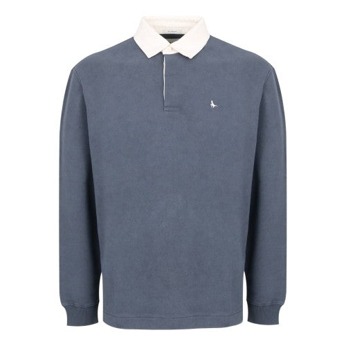 Front - Jack Wills Mens Jersey Collared Relaxed Fit Long-Sleeved Rugby Shirt