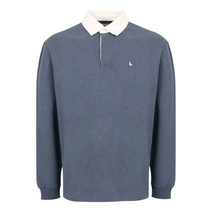 Front - Jack Wills Mens Jersey Collared Relaxed Fit Long-Sleeved Rugby Shirt
