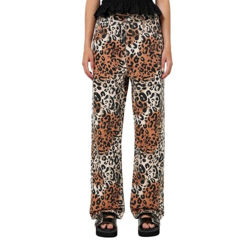Front - Hugo Womens/Ladies Hisanna Leopard Print Wide Leg Trousers