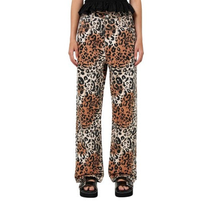 Front - Hugo Womens/Ladies Hisanna Leopard Print Wide Leg Trousers
