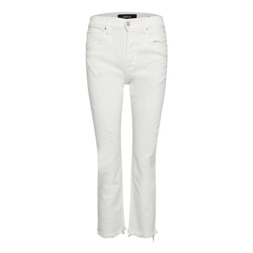 Front - Replay Womens/Ladies Cotton Plain Cropped Straight Jeans