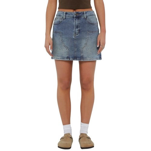 Front - Guess Womens/Ladies Panel Denim Mini Skirt