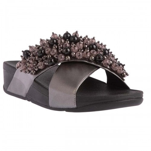 Front - FitFlop Womens/Ladies Lulu Bauble-Bead Cross Strap Sandals