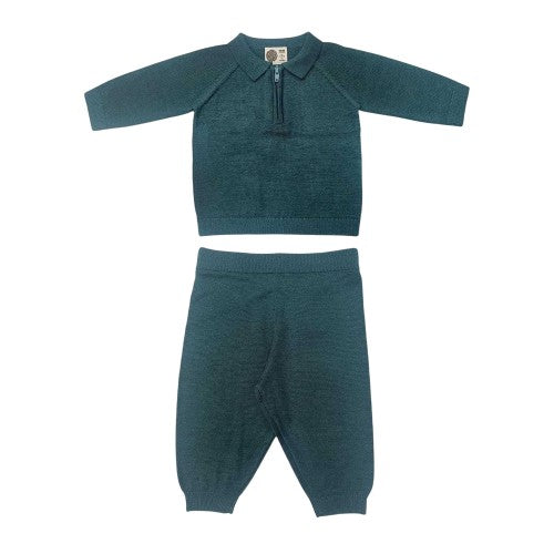 Front - Pretty Green Baby Knitted Long-Sleeved Top And Trousers Set