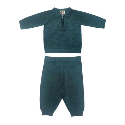 Front - Pretty Green Baby Knitted Long-Sleeved Top And Trousers Set