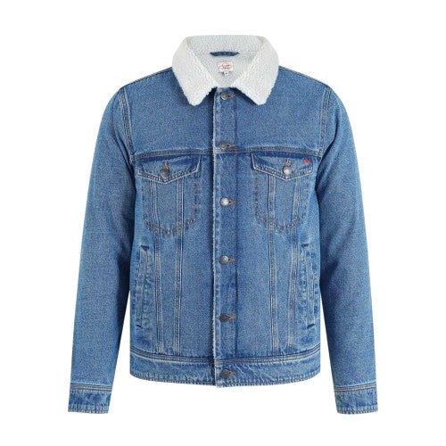 Front - Lee Cooper Mens Borg Lined Denim Jacket