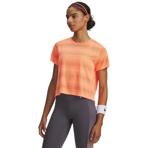 Front - Under Armour Womens/Ladies Velociti Striped Cropped Gym Top