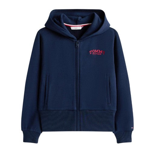 Front - Tommy Hilfiger Childrens/Kids Solid Ribbed Full Zip Hoodie