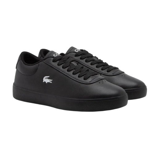 Front - Lacoste Mens Baseshot Evo Crocodile Leather Flat Trainers