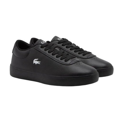 Front - Lacoste Mens Baseshot Evo Crocodile Leather Flat Trainers