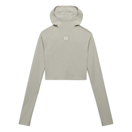 Front - Adidas Womens/Ladies Ath Logo Crop Hoodie