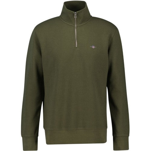 Front - Gant Mens Embroidered Logo Half Zip Sweatshirt