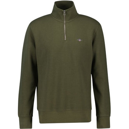 Front - Gant Mens Embroidered Logo Half Zip Sweatshirt
