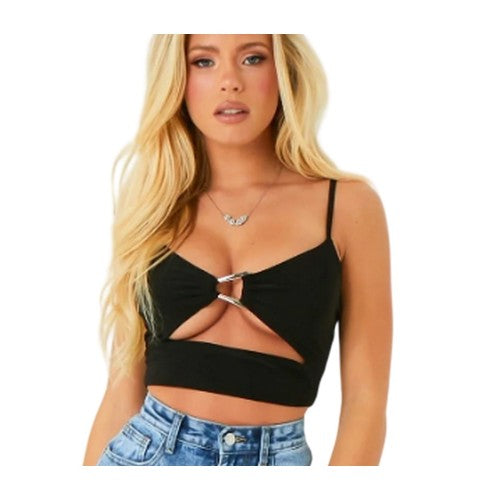 Front - Missy Empire Womens/Ladies Cut Out Crop Top