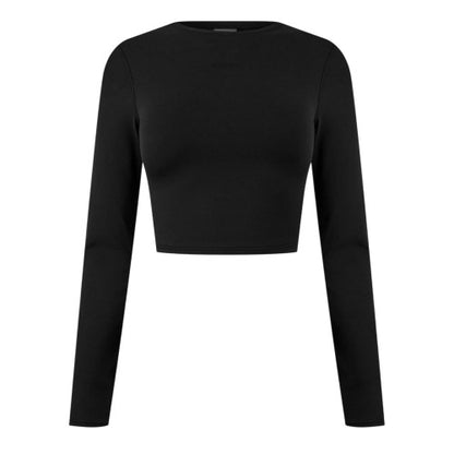 Front - USA Pro Womens/Ladies Logo Long-Sleeved Crop Top