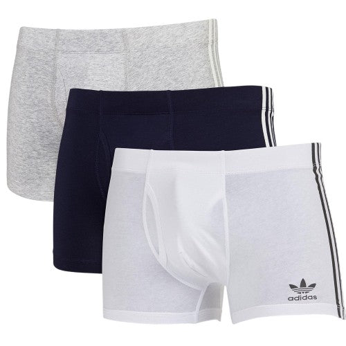Front - Adidas Mens Originals 3 Stripes Boxer Briefs (Pack of 3)