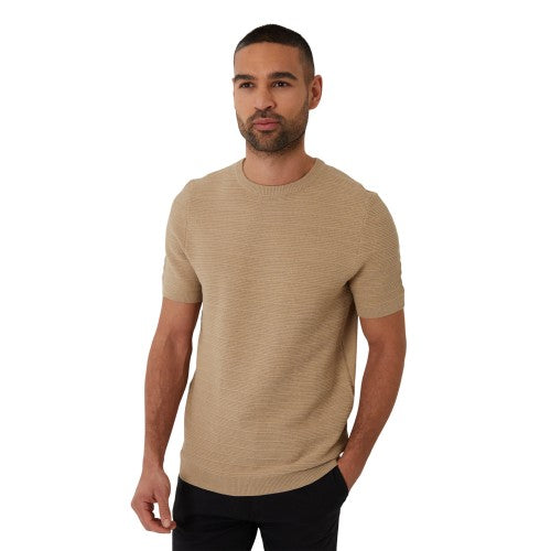 Front - Threadbare Mens Textured Rib Knit Regular T-Shirt