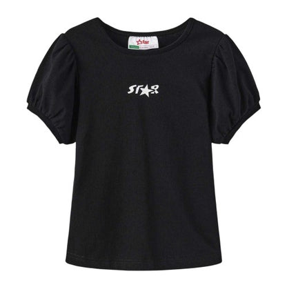 Front - Star Girls Star Puff Sleeve T-Shirt
