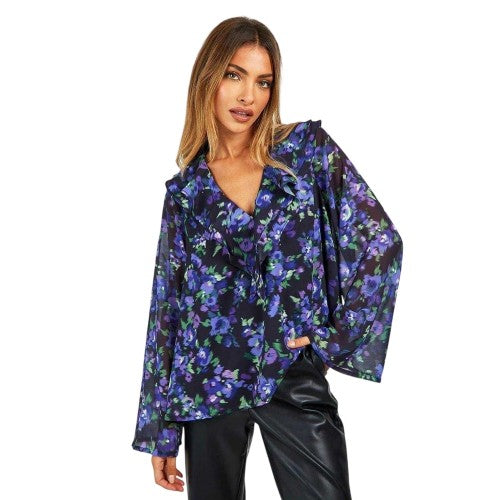 Front - Influence Womens/Ladies Floral Ruffle Blouse