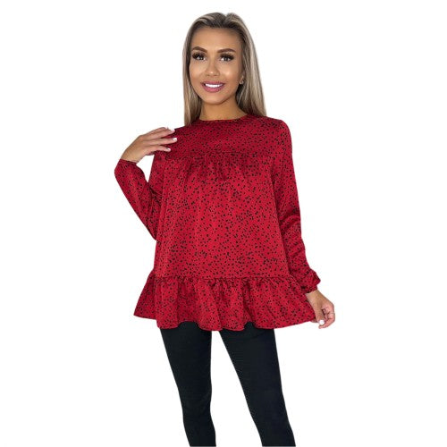 Front - AX Paris Womens/Ladies Printed Long-Sleeved Smock Top