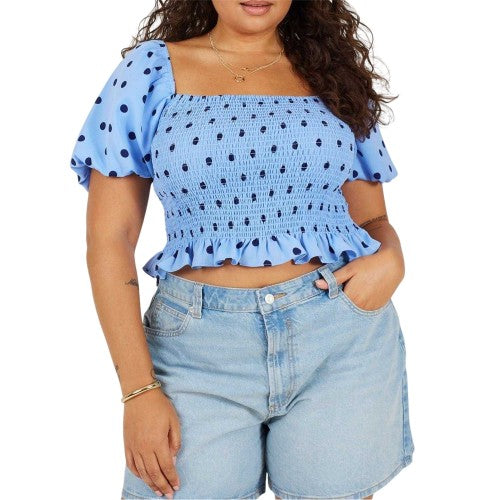 Front - Brave Soul Womens/Ladies Polka Dot Puff Sleeve Blouse