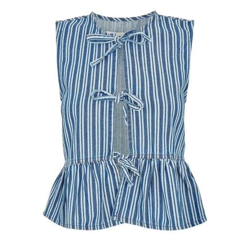 Front - Threadbare Womens/Ladies Mumba Striped Front Tie Sleeveless Blouse
