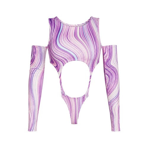 Front - Missy Empire Womens/Ladies Swirl Print Bodycon Bodysuit