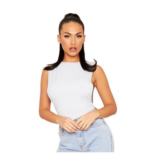 Front - Missy Empire Womens/Ladies Extreme Ribbed Cut Out Sleeveless Bodysuit
