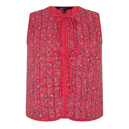 Front - Nobody´s Child Womens/Ladies Floral Pattern Quilted Front Tie Gilet
