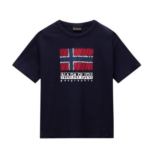 Front - Napapijri Childrens/Kids Adige Flag Crew Neck T-Shirt