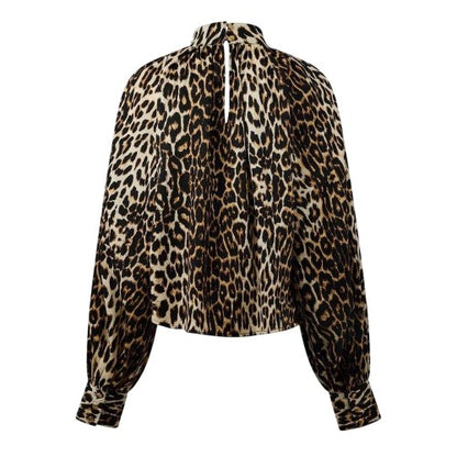 Front - Biba Womens/Ladies Leopard Print Balloon Sleeve Blouse