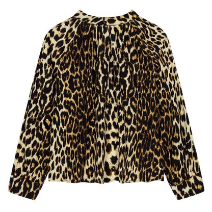 Front - Biba Girls Leopard Print Balloon Sleeve Blouse