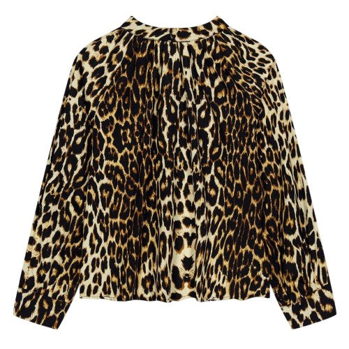 Front - Biba Girls Leopard Print Balloon Sleeve Blouse